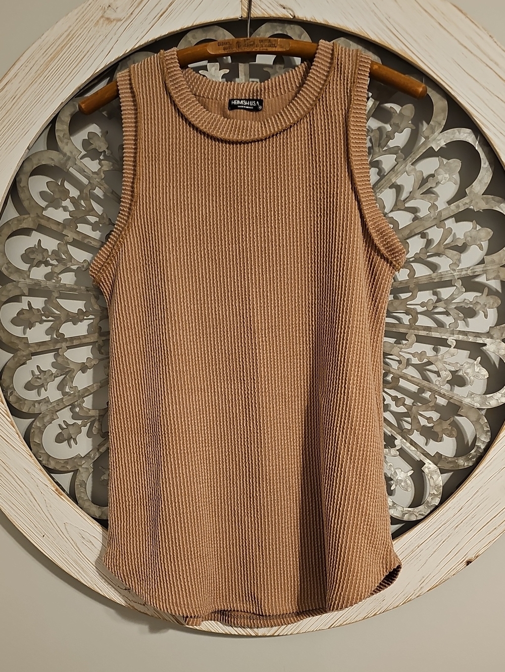 Heimish Camel Ribbed Knit Tank Top